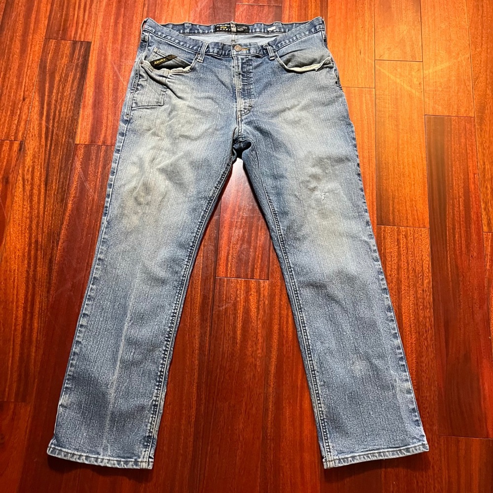 Ariat Rebar Jeans Mens 38x32 (38x31) M4 Relaxed Boot Work Blue Farm 10016221 *
